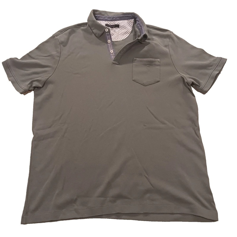 Tahari Mens XL Solid Pocket Polo Shirt Olive Green Short Sleeve Casual Tee